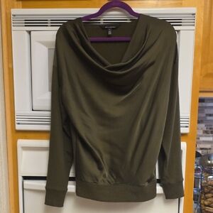 White House Black Market Olive Cowl-Neck Sweater